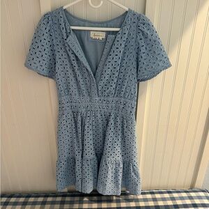 Anthropologie eyelet blue dress